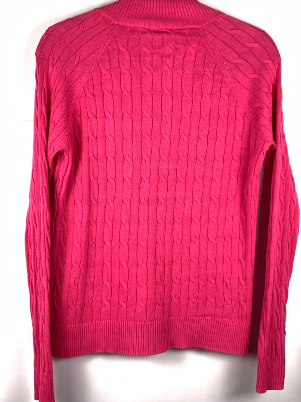 Kate Lord Womens Sweater L Pink Cable Knit Full Zip Golf Cardigan Pockets - Picture 9 of 13